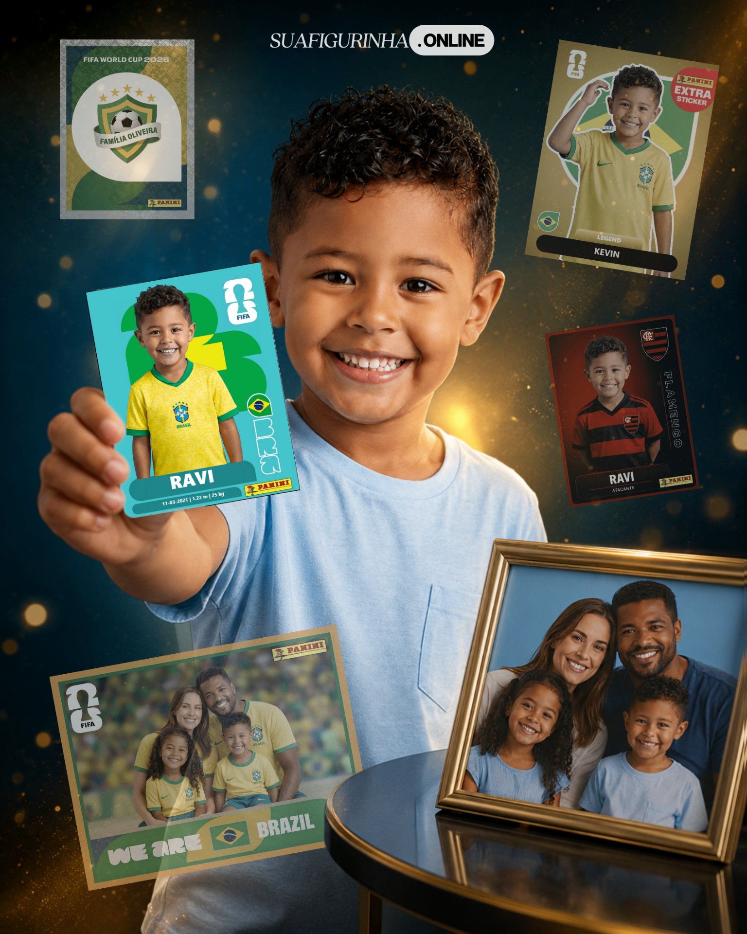 Pacote de figurinhas personalizadas — Seleção, Clube, Legend e Família